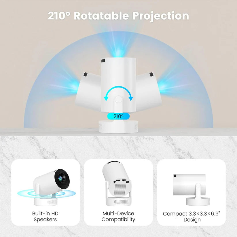 VistaCast Mini 210° Smart Projector with Large-Screen Display