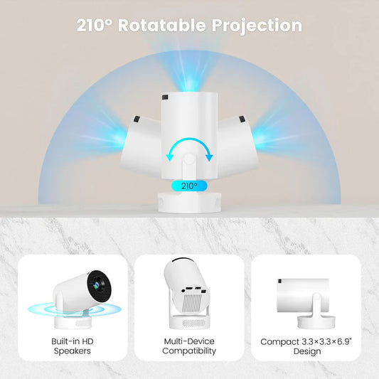 VistaCast Mini 210° Smart Projector with Large-Screen Display